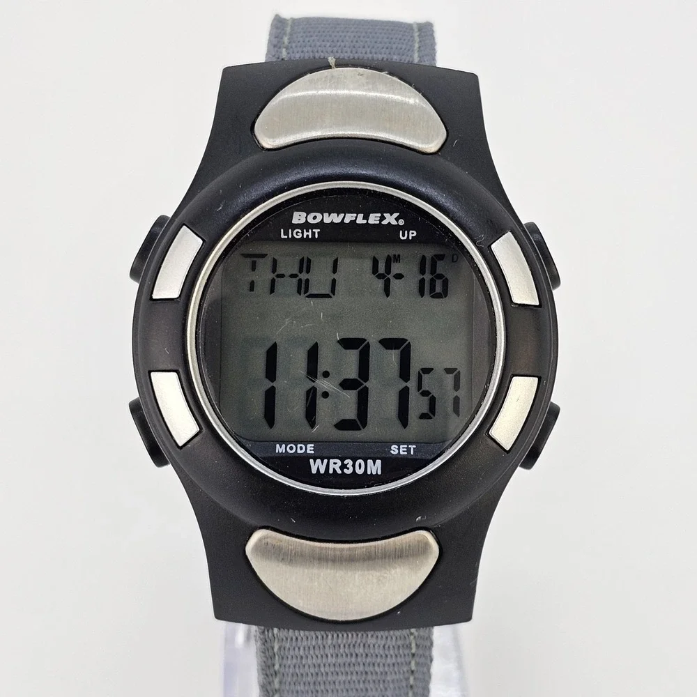 Bowflex‎ Digital Fitness Men's Watch 42MM New Gray Canvas Bands New Battery